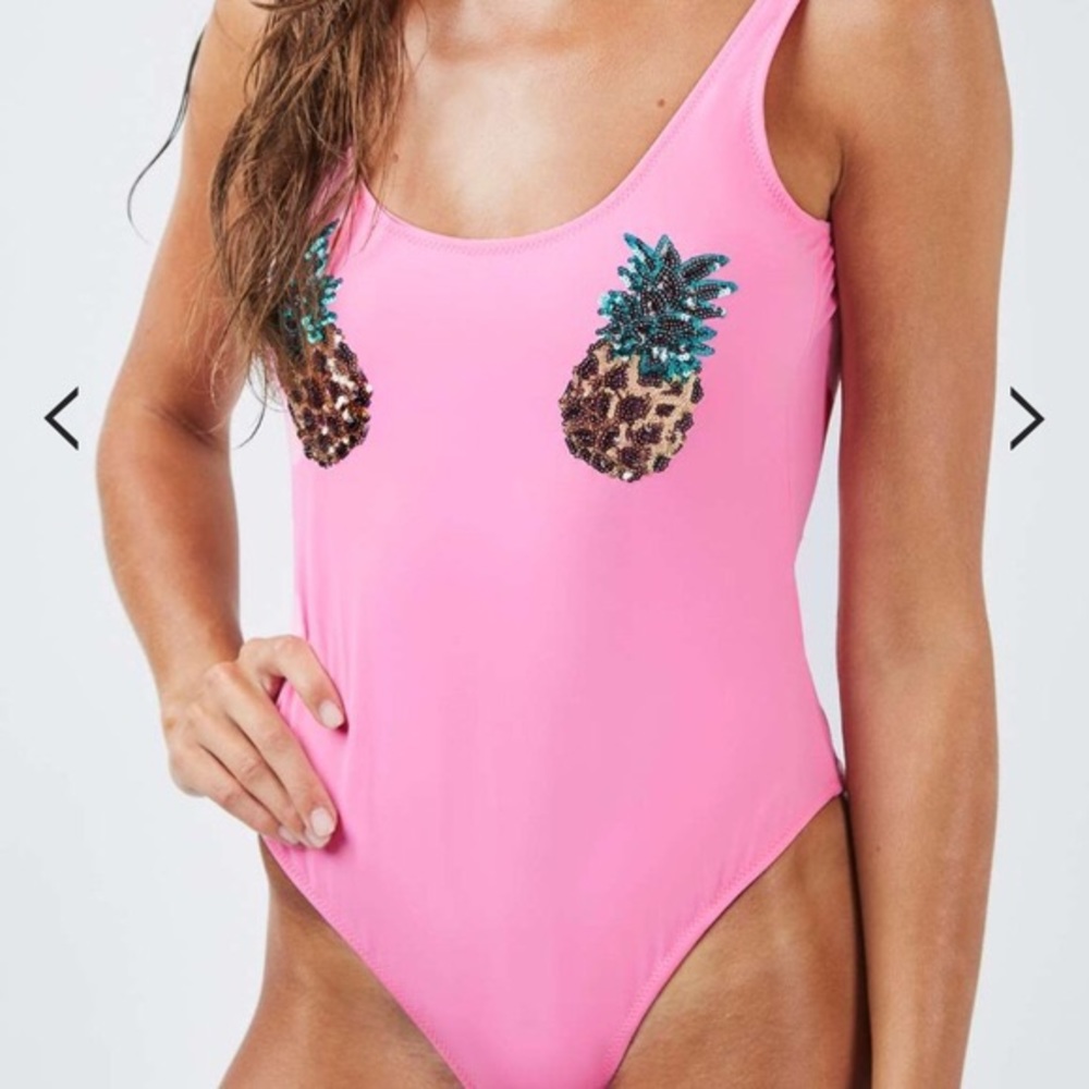 Pink Topshop Pineapple Bathing Suit Size S